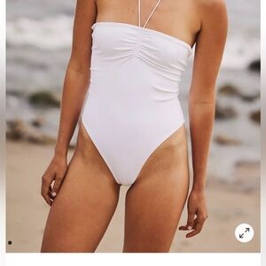 White Strapless Kids One-Piece Bodysuit - Classic Ruched Front